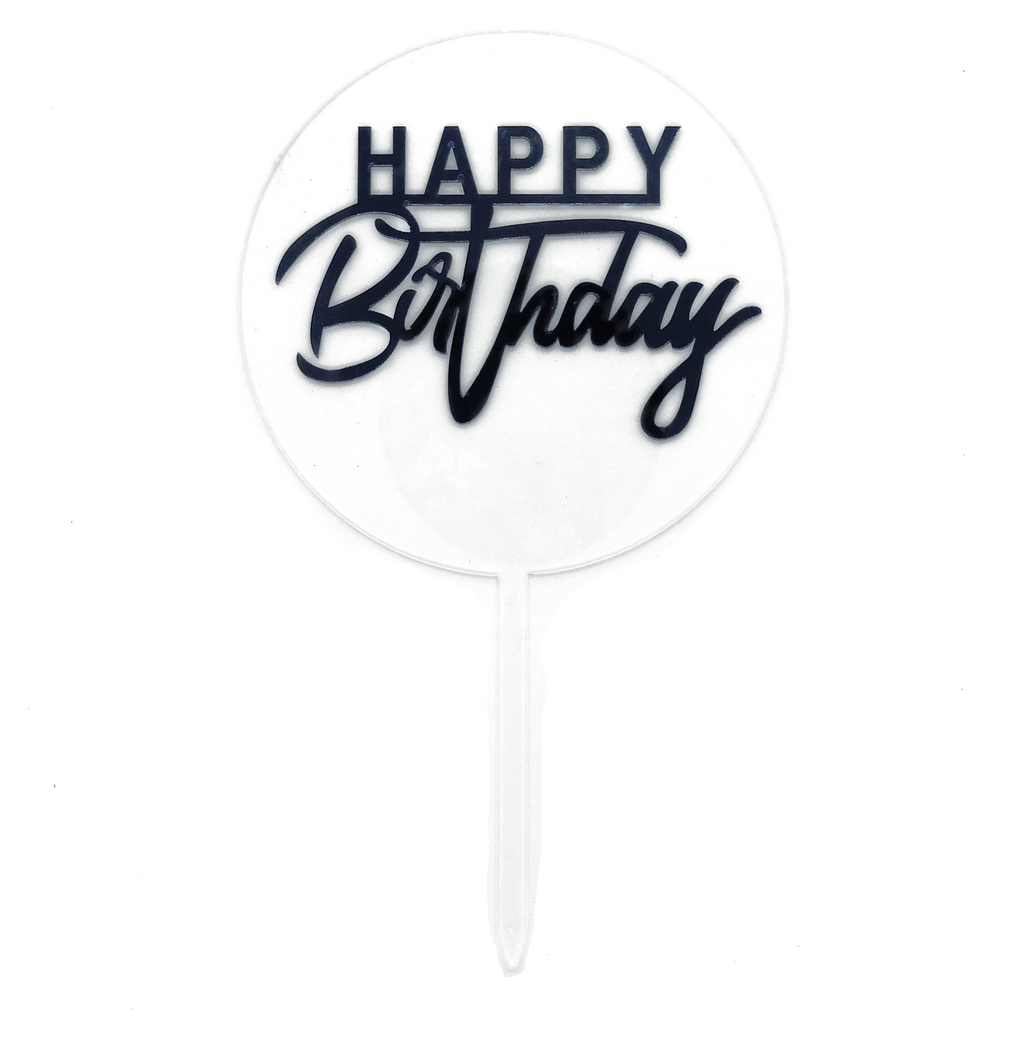 Happy Birthday Circle Clear Cake Topper (7 colors)